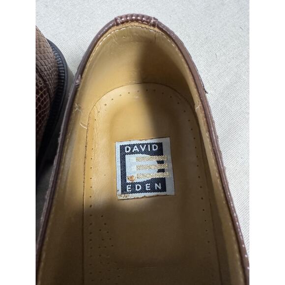 David Eden Dress Shoes Mens Size 9 Brown White Genuine Crocodile Leather Oxford main image 6
